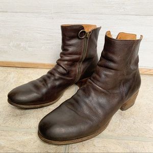 Fiorentini + Baker Brown Ankle Leather Zip Booties